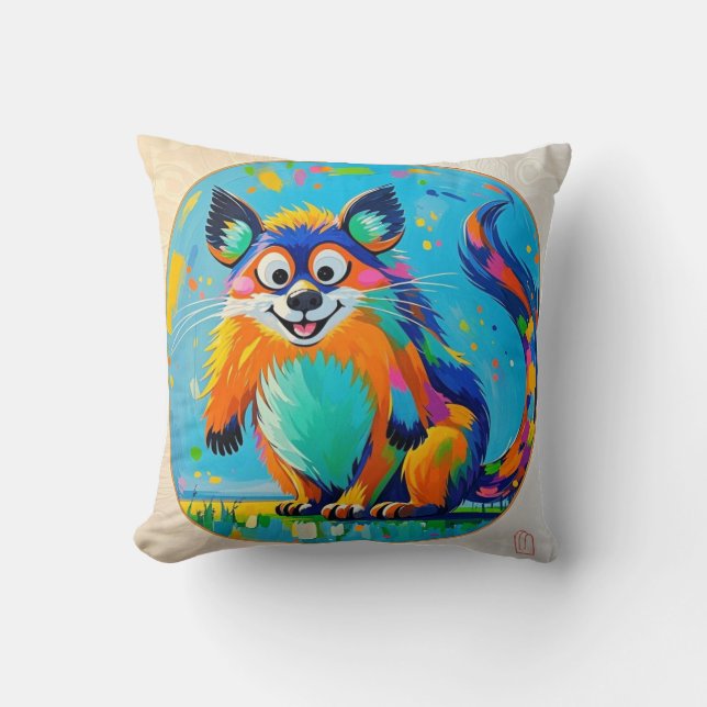 Colourful abstract animal art design  throw pillow (Front)