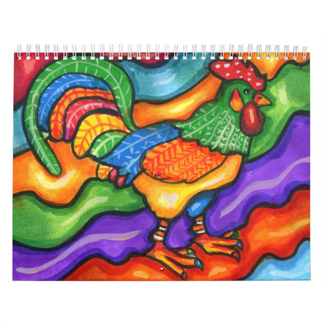 Colourful Abstract Animals Whimsical Art Calendar (Cover)