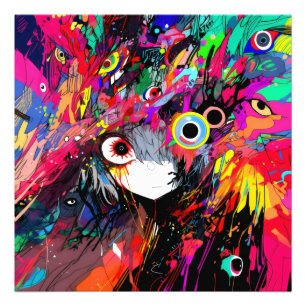 Colourful Abstract Anime Girl Photo Print
