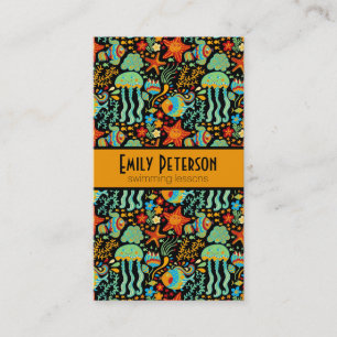 Colourful Abstract Aquatic Life Cartoon Style 2 Business Card