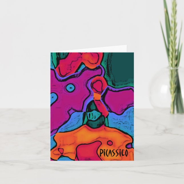 Colourful Abstract Art Blank Note Card by (Front)