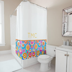 Colourful Abstract Art Circles Bath Decor Modern