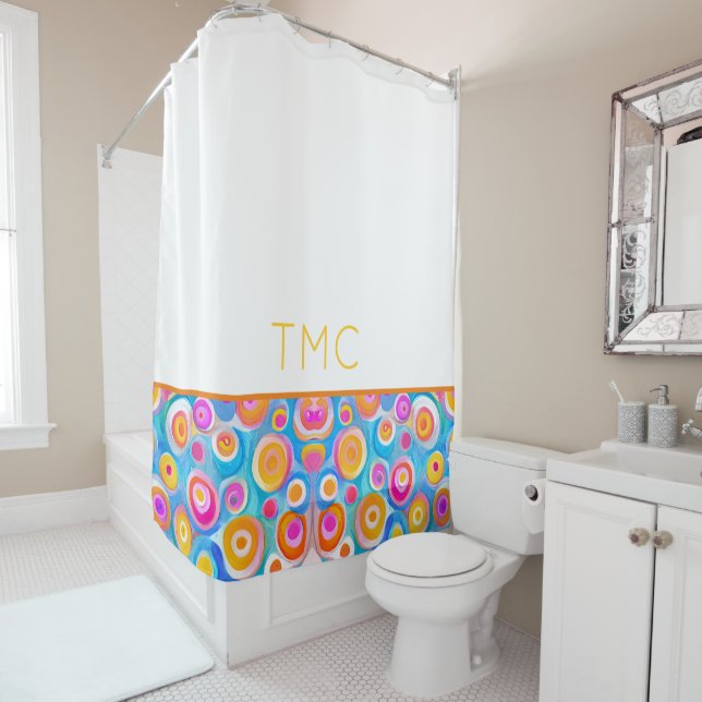 Colourful Abstract Art Circles Bath Decor Modern (In Situ)