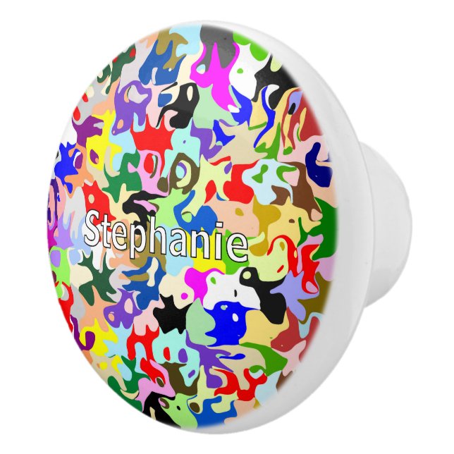 Colourful Abstract Art Design Personalised Ceramic Knob (Right)