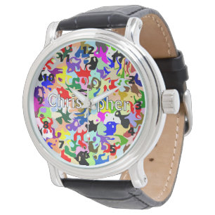 Colourful Abstract Art Design Personalised Watch