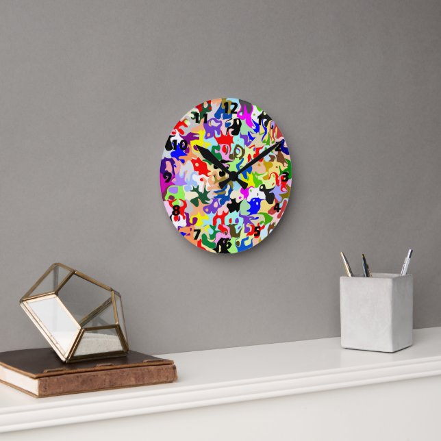 Colourful Abstract Art Design Round Clock (Office)