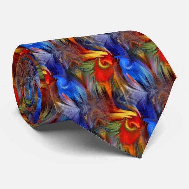 Colourful Abstract Art Design Tie (Rolled)