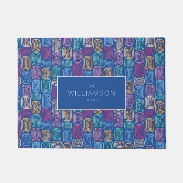 Colourful abstract art doodle doormat (Front)