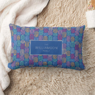 Colourful abstract art doodle lumbar pillow