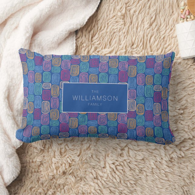 Colourful abstract art doodle lumbar pillow (Blanket)