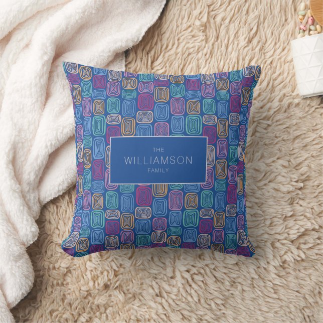 Colourful abstract art doodle throw pillow (Blanket)