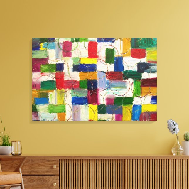 Colourful Abstract Art Geometric Contemporary Chic Canvas Print (Insitu(LivingRoom))