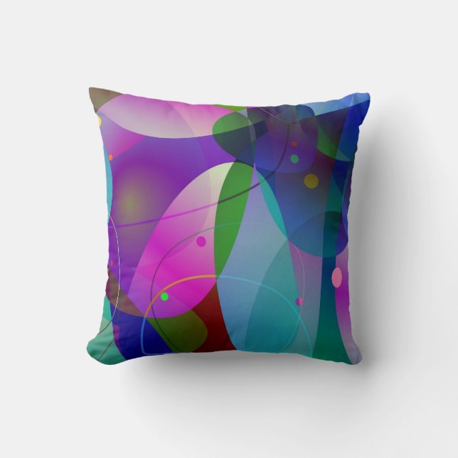 Colourful Abstract Art Geometric Shapes Throw Pillow (Front)