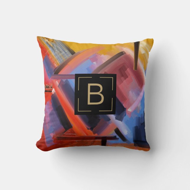 Colourful Abstract Art Modern Shapes Typography Throw Pillow (Front)