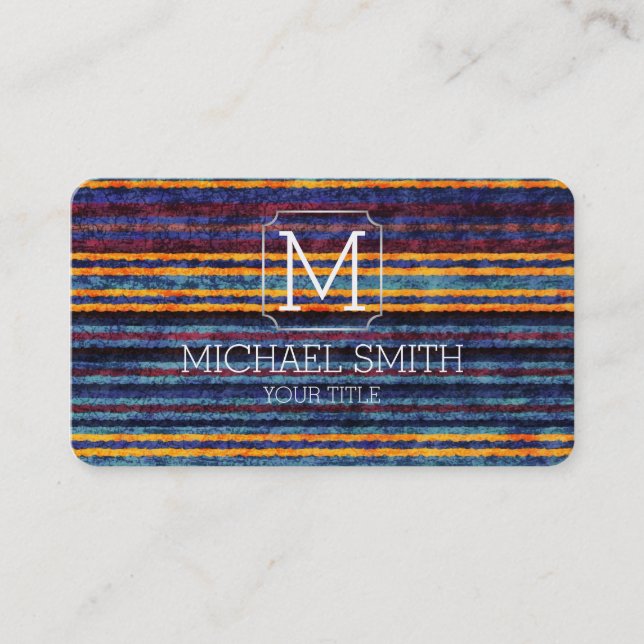 Colourful Abstract Art Monogram #15 Business Card (Front)