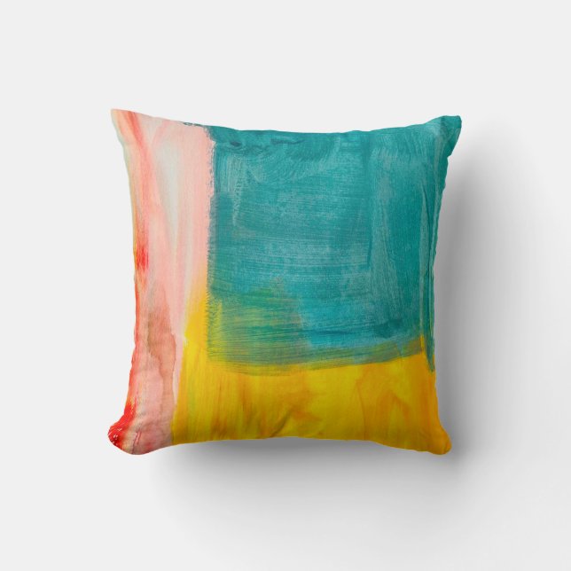 Colourful Abstract Art Painting Background. Modern Throw Pillow (Front)