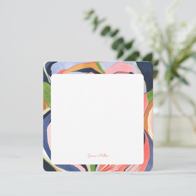 Colourful Abstract Art Personalized Flat Note Card (Standing Front)
