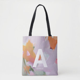 Colourful Abstract Art Personalized Monogram Gift Tote Bag