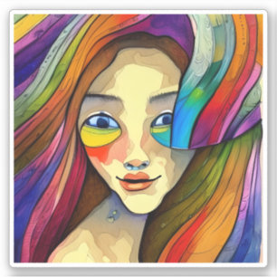Colourful Abstract Art Pretty Girl