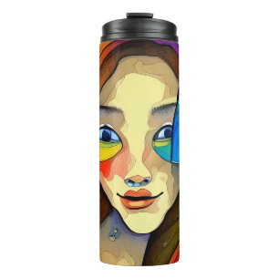 Colourful Abstract Art Pretty Girl Thermal Tumbler