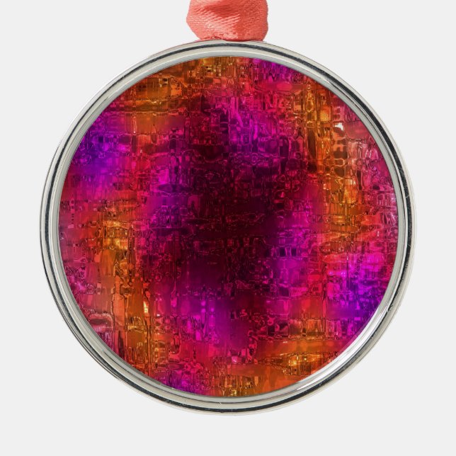 Colourful Abstract Art, Purple Orange Pink Metal Ornament (Front)