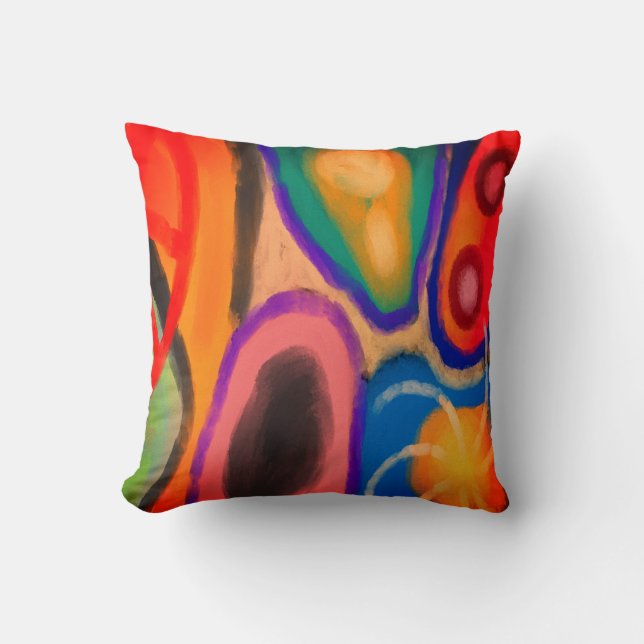 Colourful Abstract Art Throw Pillow (Front)
