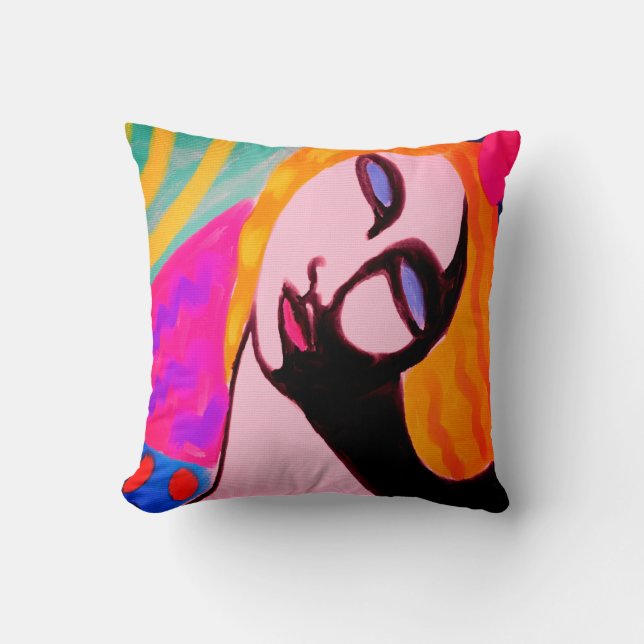 Colourful Abstract Art Throw Pillow (Front)