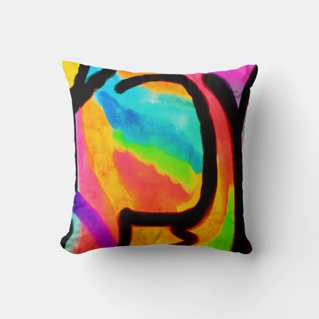 Colourful Abstract Art Throw Pillow (Front)