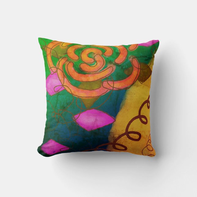 Colourful Abstract Art Throw Pillow (Front)