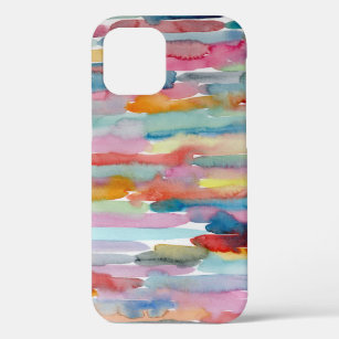 Colourful Abstract Art Watercolor Brush Strokes iPhone 12 Case