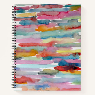 Colourful Abstract Art Watercolor Brush Strokes Notebook