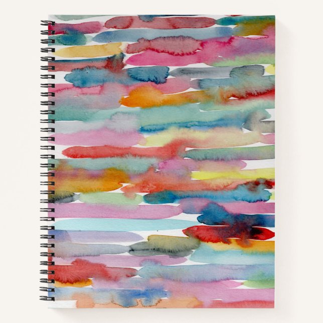Colourful Abstract Art Watercolor Brush Strokes   Notebook (Front)