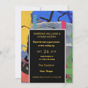 Colourful Abstract Art Wedding Invitation   Custom