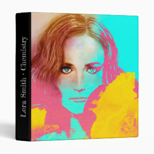 Colourful Abstract Art Woman in Blue, Pink & Yello Binder