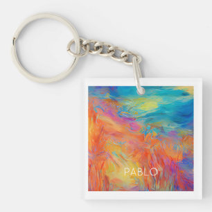 Colourful Abstract Artist Painting Fun NAME Mod Hi Keychain