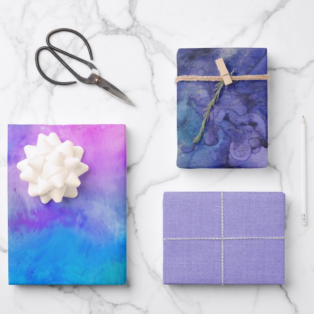 Colourful Abstract Artsy Watercolor Paint Wrapping Paper Sheet (Front)