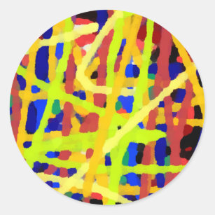 Colourful Abstract Artwork Classic Round Sticker