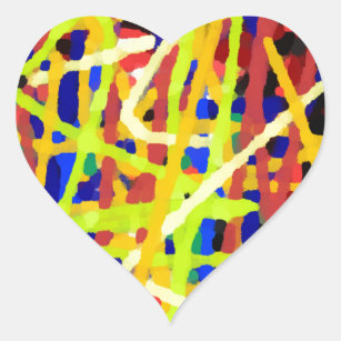 Colourful Abstract Artwork Heart Sticker