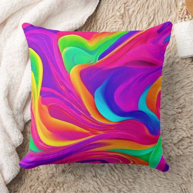 Colourful Abstract Artwork Throw Pillow (Blanket)