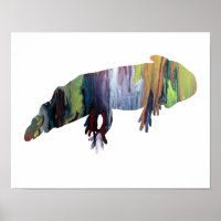 Colourful abstract axolotl silhouette