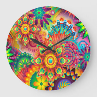 Colourful Abstract Background Large Clock
