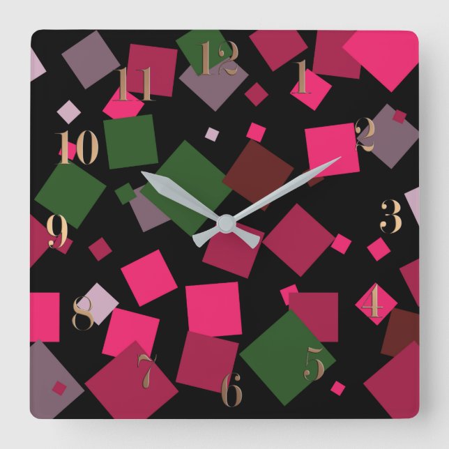 Colourful abstract background square wall clock (Front)