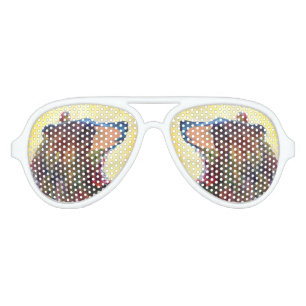 Colourful Abstract Bear Art Aviator Sunglasses