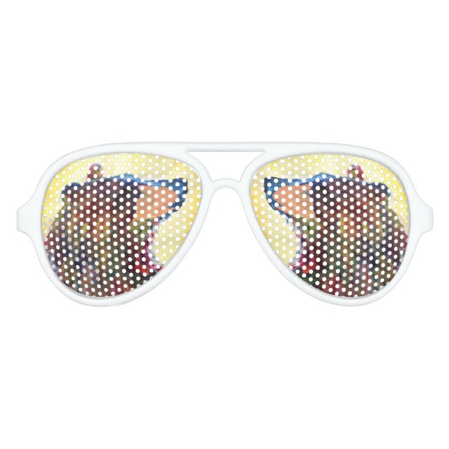 Colourful Abstract Bear Art Aviator Sunglasses (Front)