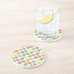 Colourful Abstract Bicycle Pattern Design Coaster