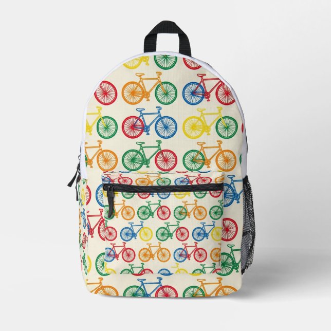 Colourful Abstract Bicycle Pattern Design Printed Backpack (Front)
