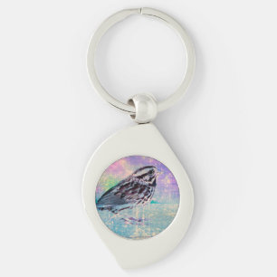 Colourful Abstract Bird Art: Vibrant Songbird Keychain