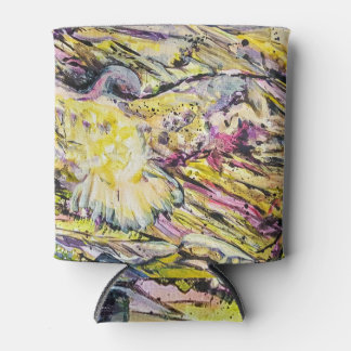 Colourful Abstract Bird Hawk Art Yellow Can Cooler