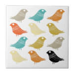 Colourful Abstract Birds Mid-century Modern Tile<br><div class="desc">This fabulous mid century modern tile features rows of bright birds,  in the colours of turquoise,  orange,  cream,  green,  tan,  and black. This will make a fabulous addition to your kitchen decor!</div>