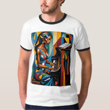 Colourful Abstract Black Woman Pianist Shirt